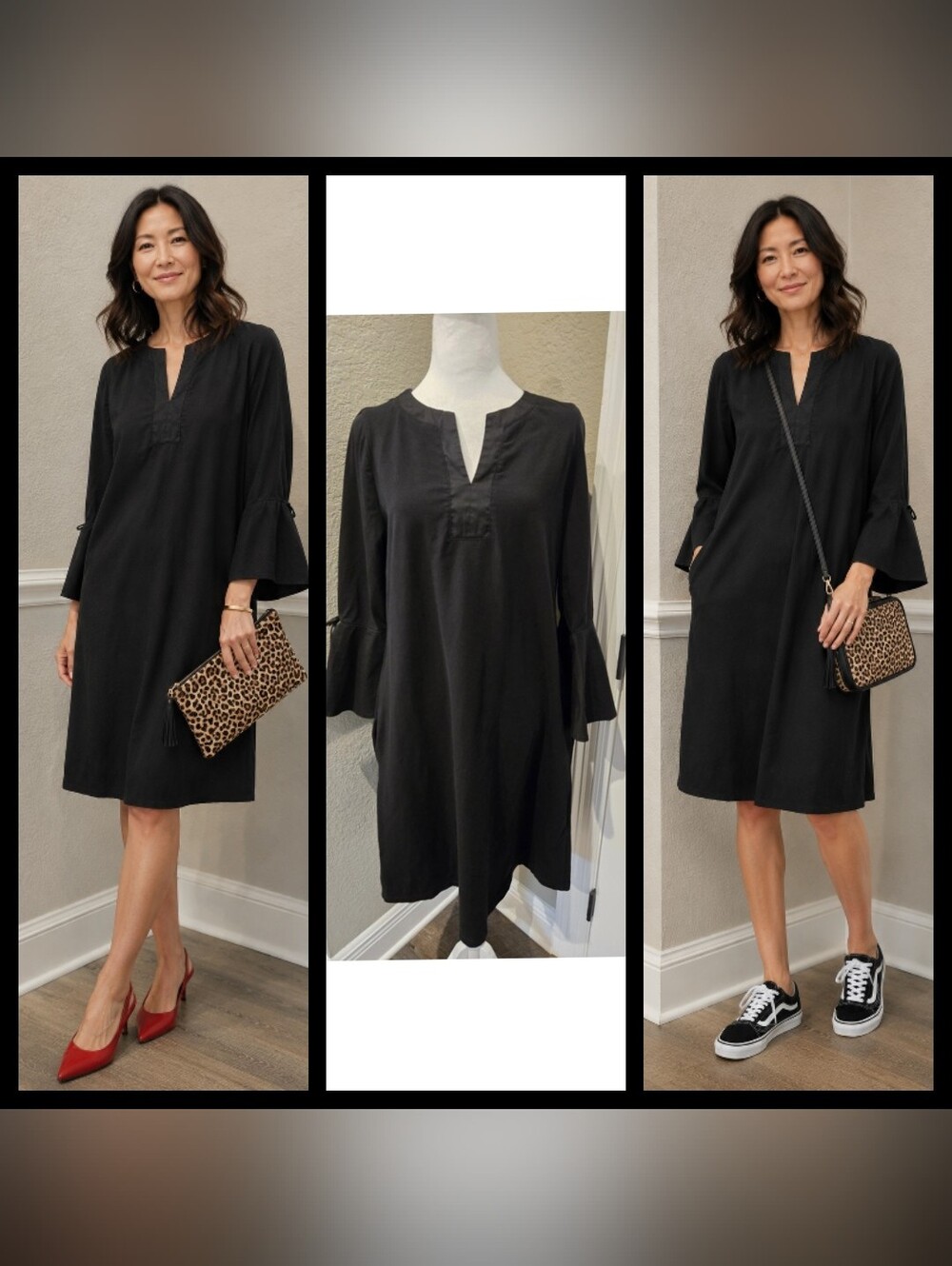 Chico's Flutter Bell Sleeve Dress, Medium